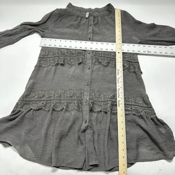 Miilla Clothing Dress S Gray Long Sleeve Boho Semi Sheer Romantic Grunge Prairie - Picture 7 of 9